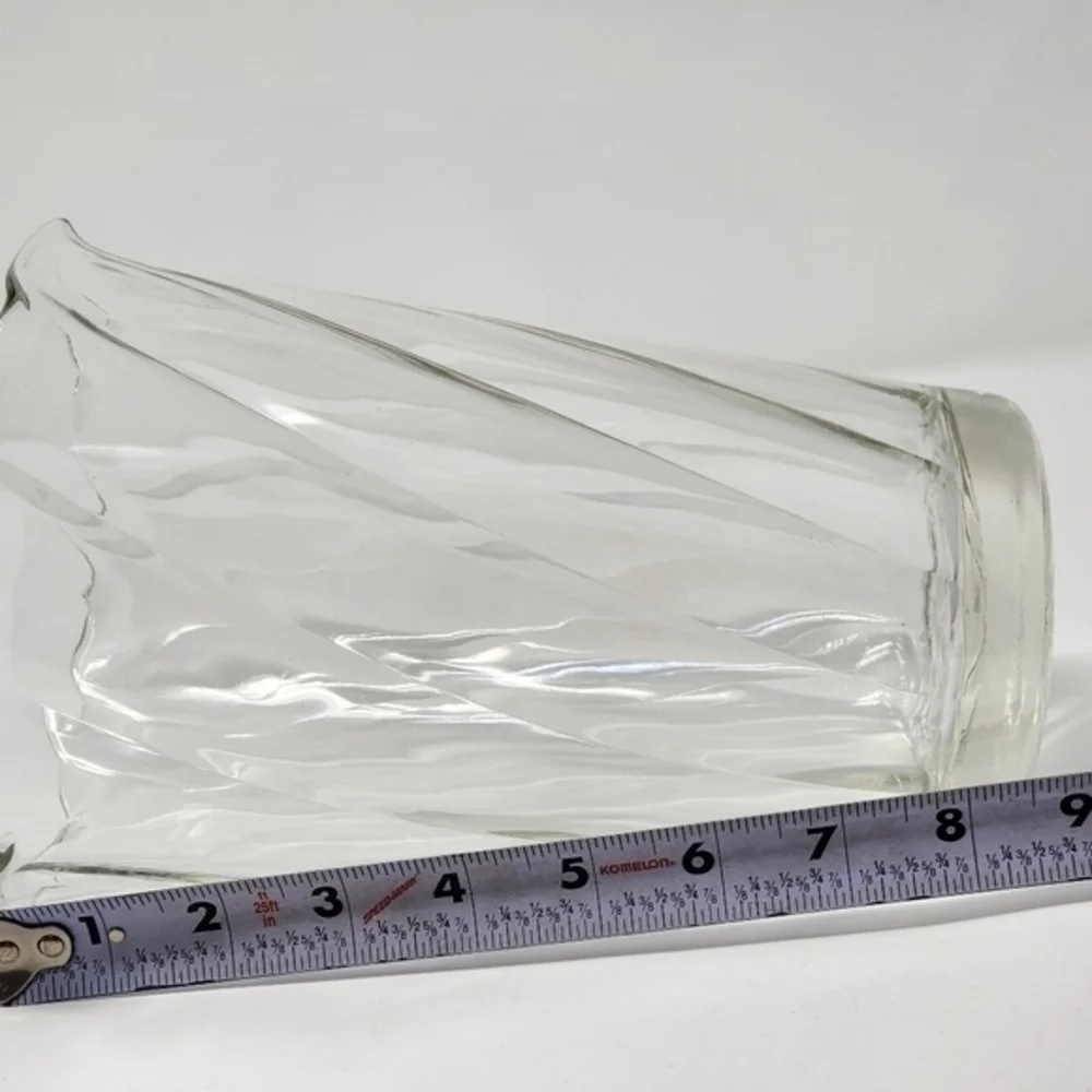 Vintage‎ Swirl Pattern Bent Edge Clear Glass Vase